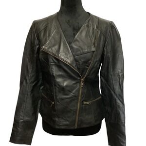 Bagatelle Women’s Leather Zip Lightweight Jacket